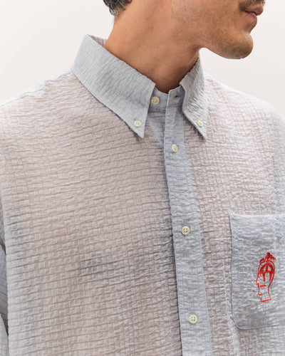 Brain Dead x Brooks Brothers Half Placket Oxford Button Up Shirt, Ice