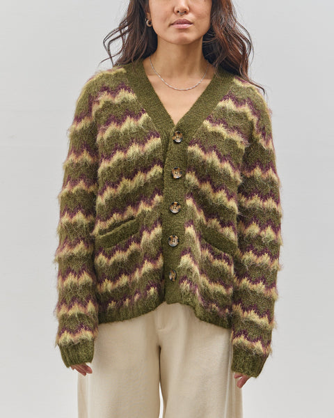 Brain Dead Zig Zag Striped Sweater, Olive – Glasswing
