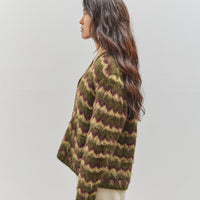 Brain Dead Zig Zag Striped Sweater, Olive