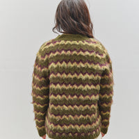 Brain Dead Zig Zag Striped Sweater, Olive