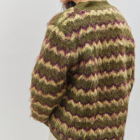 Brain Dead Zig Zag Striped Sweater, Olive