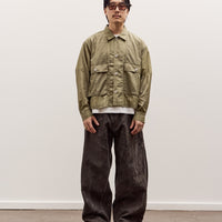 Brain Dead Cropped Nylon Button Up Shirt Unisex, Army