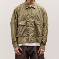 Brain Dead Cropped Nylon Button Up Shirt Unisex, Army