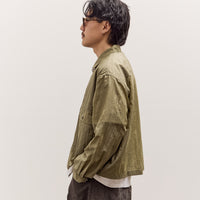 Brain Dead Cropped Nylon Button Up Shirt Unisex, Army