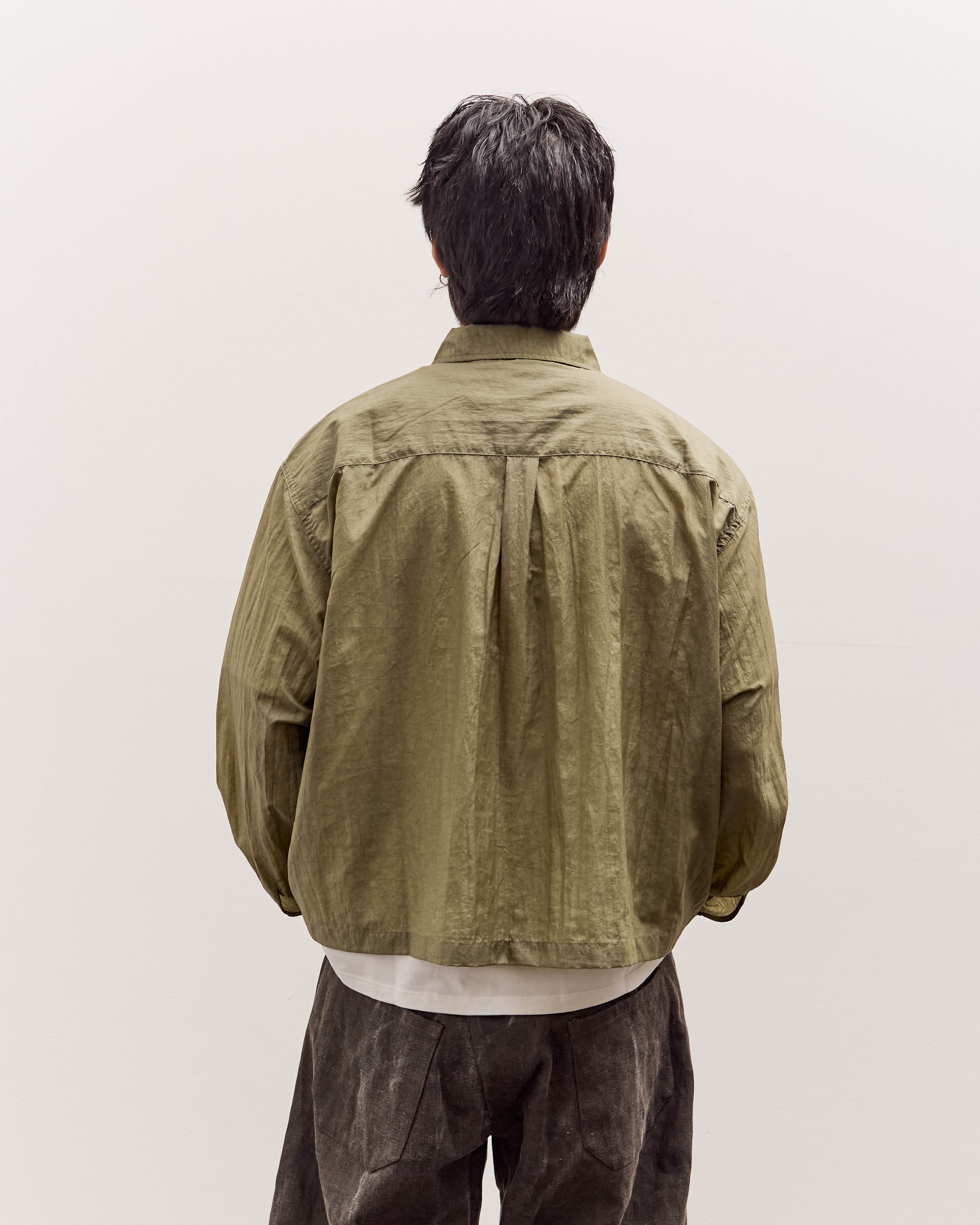 Brain Dead Cropped Nylon Button Up Shirt Unisex, Army – Glasswing