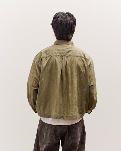 Brain Dead Cropped Nylon Button Up Shirt Unisex, Army