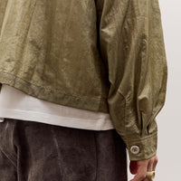 Brain Dead Cropped Nylon Button Up Shirt Unisex, Army