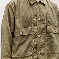 Brain Dead Cropped Nylon Button Up Shirt Unisex, Army