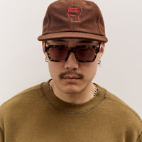 Brain Dead Flannel Classic Logohead 6 Panel Hat, Brown
