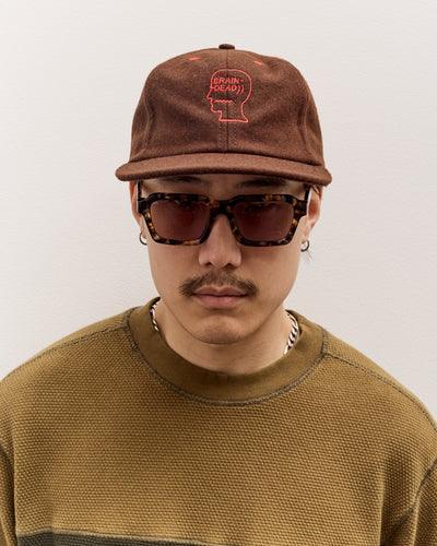 Brain Dead Flannel Classic Logohead 6 Panel Hat, Brown