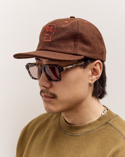 Brain Dead Flannel Classic Logohead 6 Panel Hat, Brown