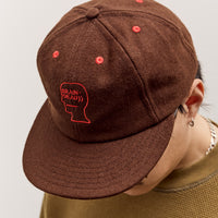 Brain Dead Flannel Classic Logohead 6 Panel Hat, Brown