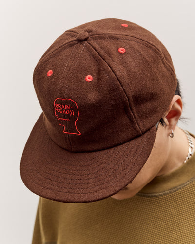 Brain Dead Flannel Classic Logohead 6 Panel Hat, Brown