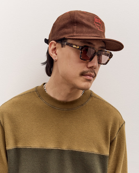 Brain Dead Flannel Classic Logohead 6 Panel Hat, Brown