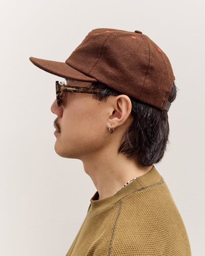 Brain Dead Flannel Classic Logohead 6 Panel Hat, Brown