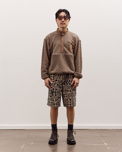 Brain Dead Hole Mock Neck Pullover Unisex, Brown