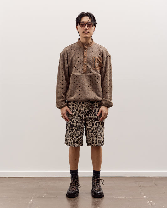 Brain Dead Hole Mock Neck Pullover Unisex, Brown