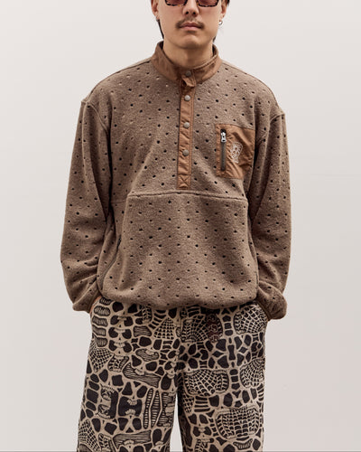 Brain Dead Hole Mock Neck Pullover Unisex, Brown