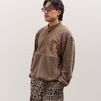 Brain Dead Hole Mock Neck Pullover Unisex, Brown