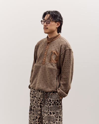 Brain Dead Hole Mock Neck Pullover Unisex, Brown