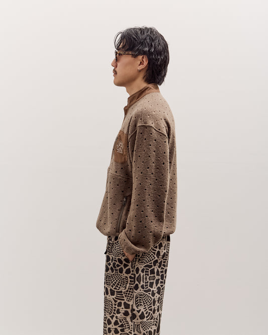 Brain Dead Hole Mock Neck Pullover Unisex, Brown