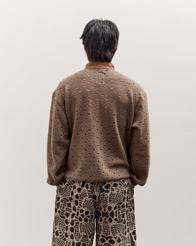 Brain Dead Hole Mock Neck Pullover Unisex, Brown