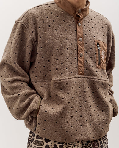 Brain Dead Hole Mock Neck Pullover Unisex, Brown