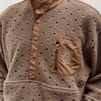 Brain Dead Hole Mock Neck Pullover Unisex, Brown