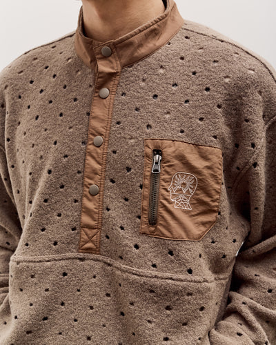 Brain Dead Hole Mock Neck Pullover Unisex, Brown