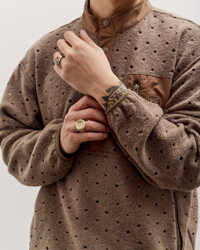 Brain Dead Hole Mock Neck Pullover Unisex, Brown