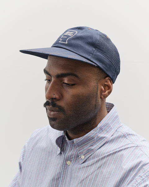 Brain Dead Logohead Long Brim Mesh Panel Hat , Navy – Glasswing