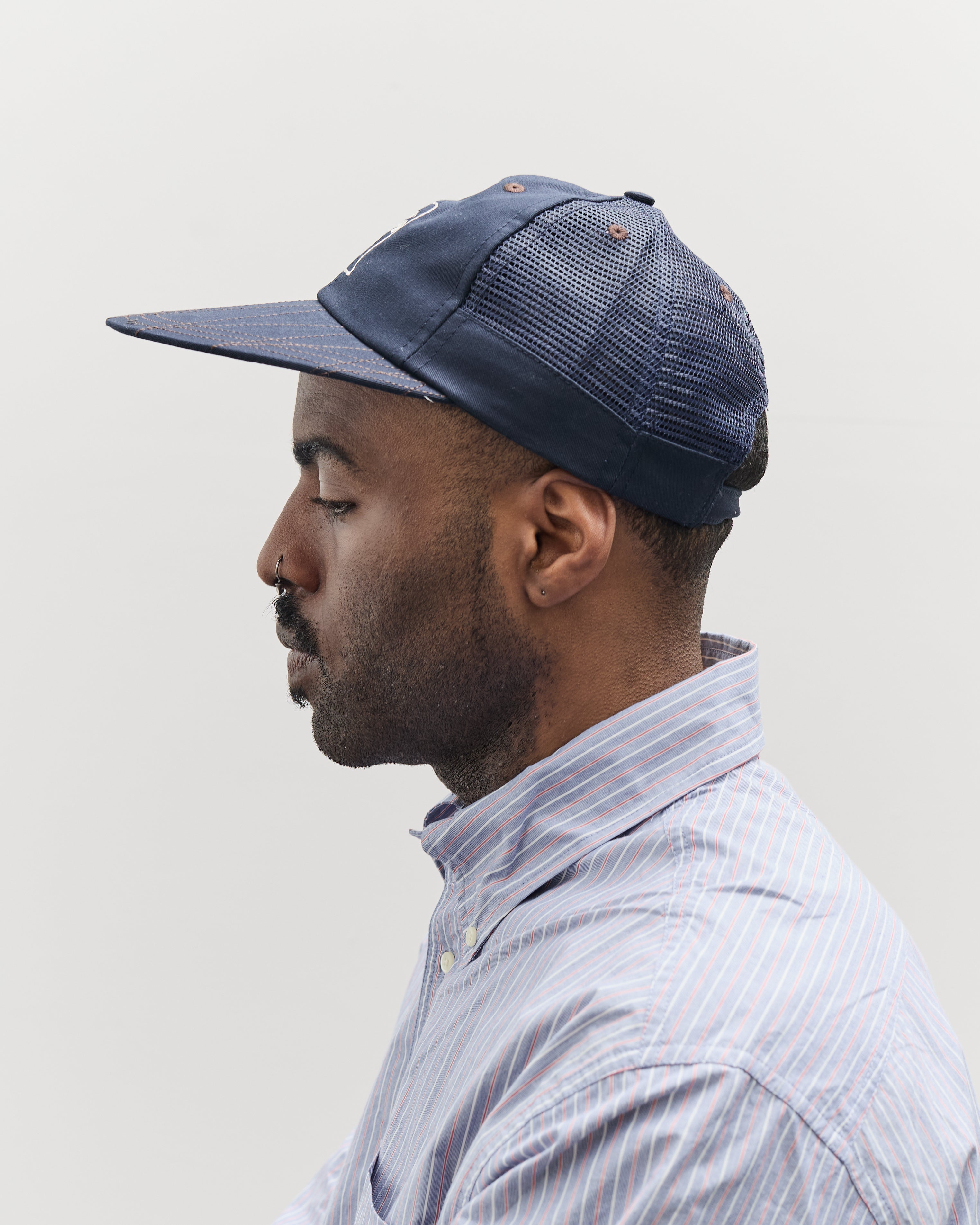 【新品未使用】BRAINDEAD / LOGOHEAD LONGBRIM HAT Logohead Long Brim Mesh Panel Hat - Navy – Brain Dead