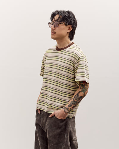 Brain Dead Looped Stripe T-Shirt , Green Multi