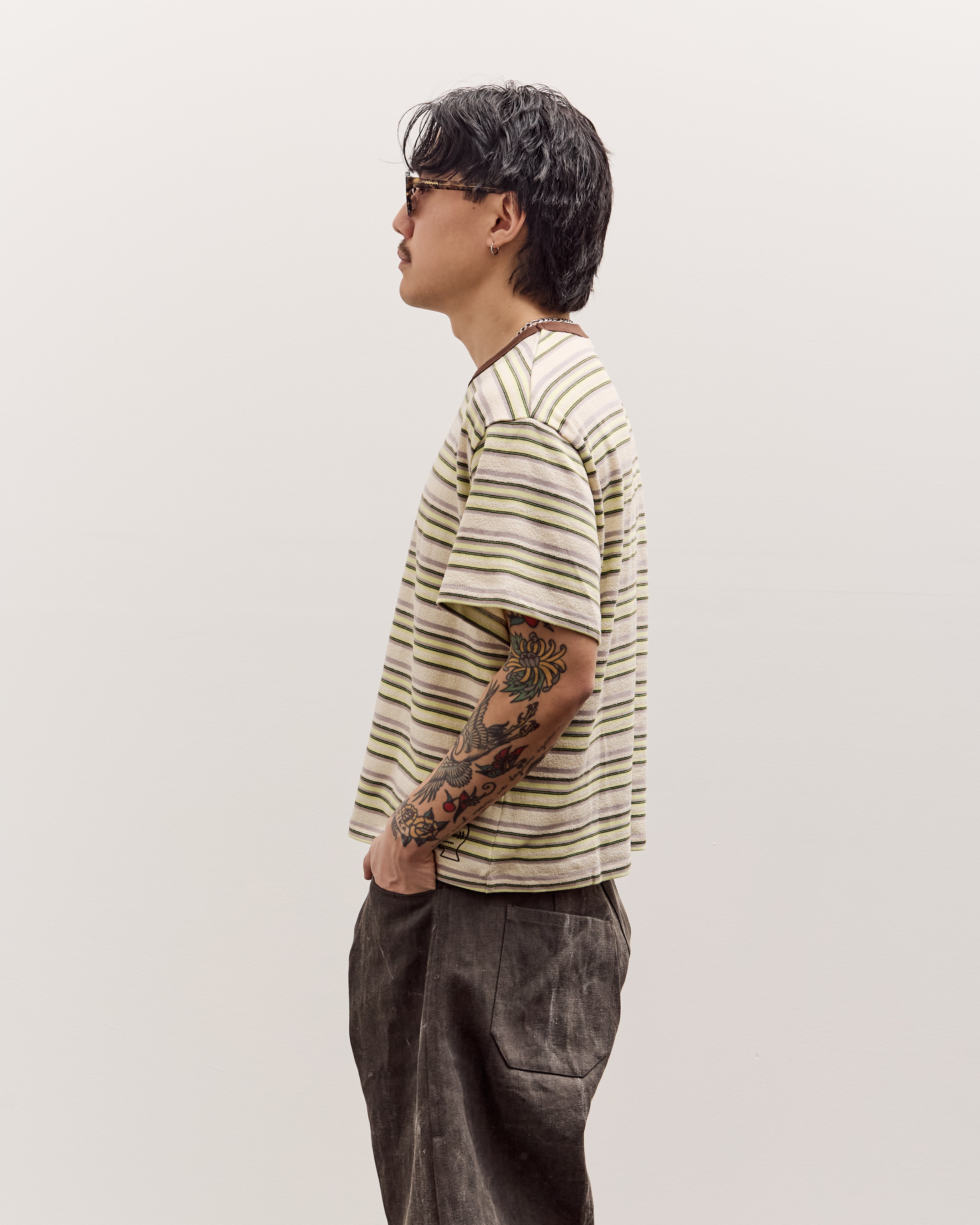 Brain Dead Looped Stripe T-Shirt , Green Multi – Glasswing