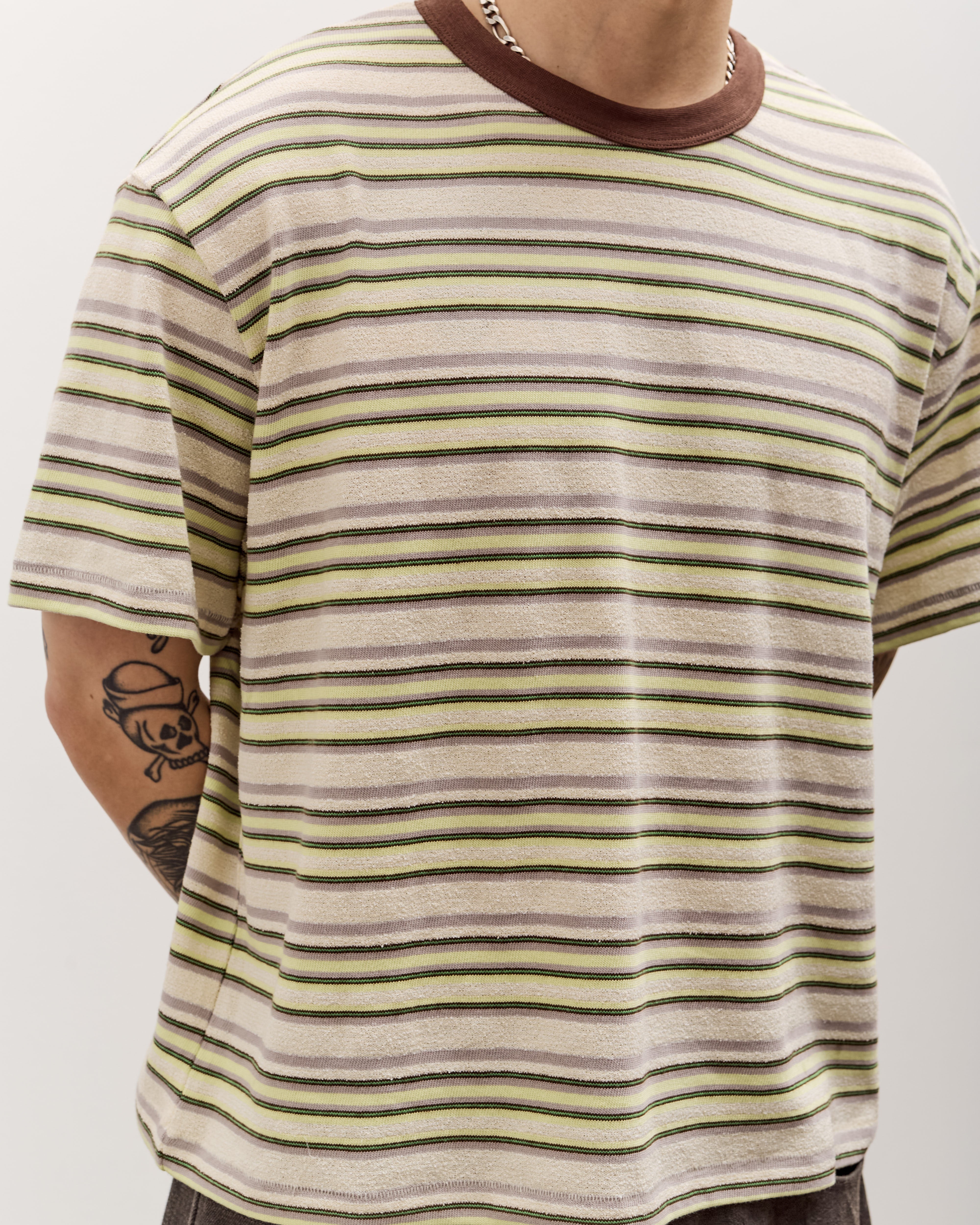 Brain Dead Looped Stripe T-Shirt , Green Multi – Glasswing