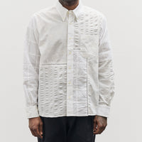 Brain Dead x Brooks Brothers Unisex Patchwork Oxford Button Up Shirt, White Multi