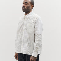 Brain Dead x Brooks Brothers Unisex Patchwork Oxford Button Up Shirt, White Multi