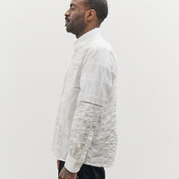 Brain Dead x Brooks Brothers Unisex Patchwork Oxford Button Up Shirt, White Multi