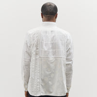 Brain Dead x Brooks Brothers Unisex Patchwork Oxford Button Up Shirt, White Multi