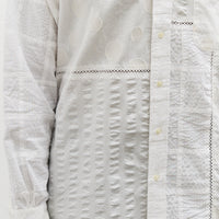 Brain Dead x Brooks Brothers Unisex Patchwork Oxford Button Up Shirt, White Multi