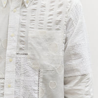 Brain Dead x Brooks Brothers Unisex Patchwork Oxford Button Up Shirt, White Multi