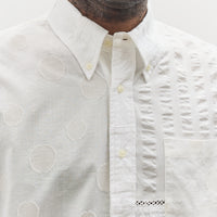 Brain Dead x Brooks Brothers Unisex Patchwork Oxford Button Up Shirt, White Multi