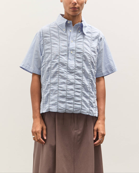 Brain Dead x Brooks Brothers Puckered Short Sleeve Pullover Shirt, Light Blue