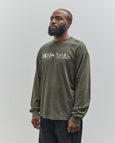 Brain Dead Unisex Earth Wisdom Long Sleeve Shirt, Dark Green