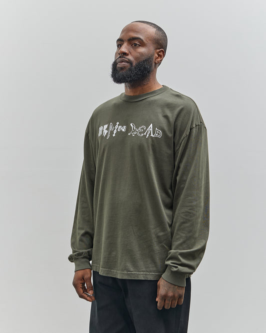 Brain Dead Unisex Earth Wisdom Long Sleeve Shirt, Dark Green