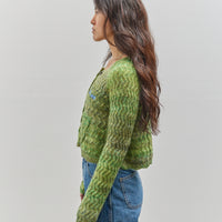 Brain Dead Isa Scalloped Cardigan, Green Multi