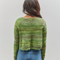 Brain Dead Isa Scalloped Cardigan, Green Multi