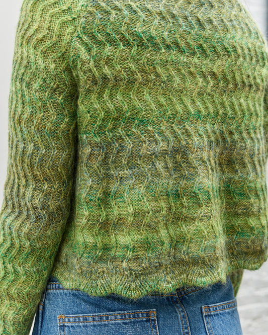 Brain Dead Isa Scalloped Cardigan, Green Multi