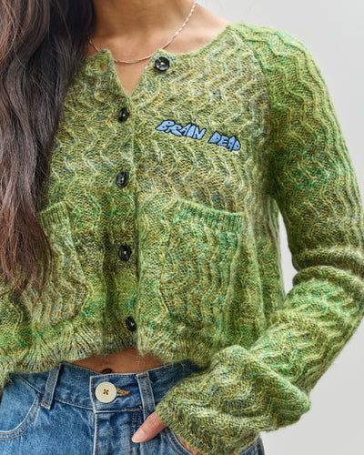 Brain Dead Isa Scalloped Cardigan, Green Multi