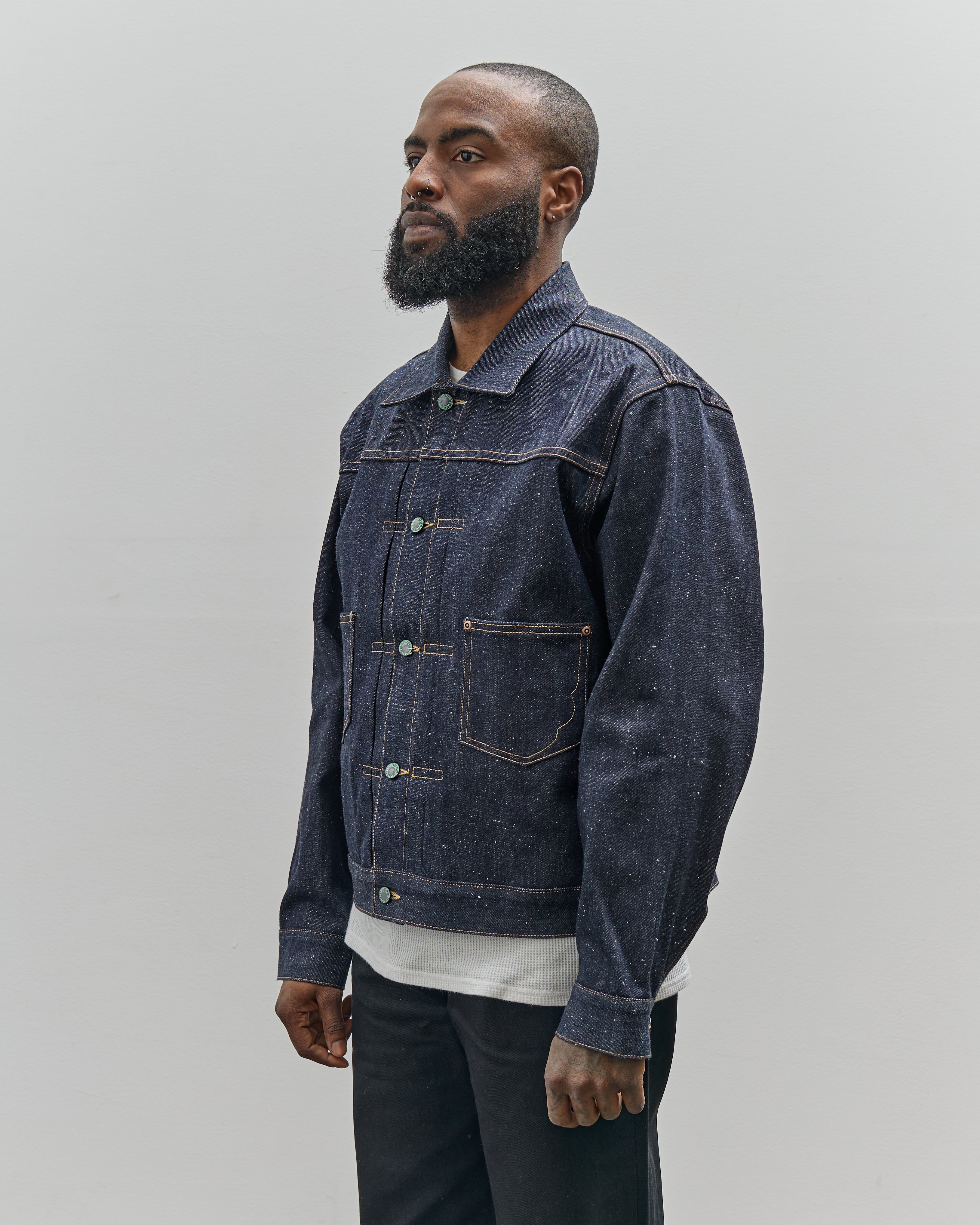 【DEARMINE】Billy Raw Denim Jacket Brain Dead Unisex 14.1oz Selvedge Denim Trucker Jacket